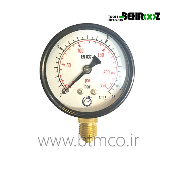 گیج فشار 16 بار صفحه 6 سانت دراگون
          Pressure Gauge 16 Bar Dragon