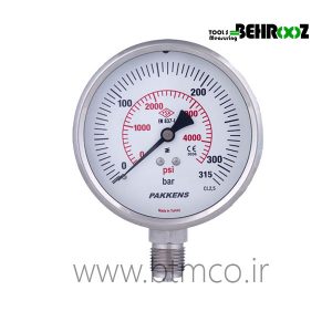 گیج فشار 300 بار صفحه 6 سانت پکنز
          Pressure Gauge 300 Bar Pakkens